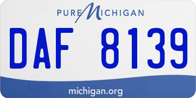 MI license plate DAF8139