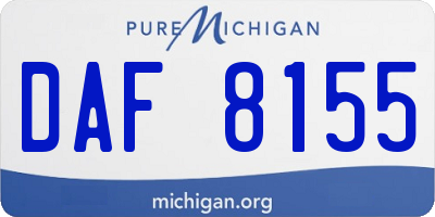 MI license plate DAF8155