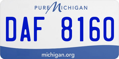 MI license plate DAF8160