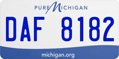 MI license plate DAF8182