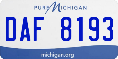 MI license plate DAF8193