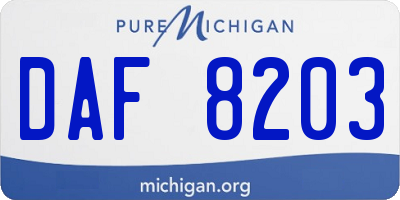 MI license plate DAF8203