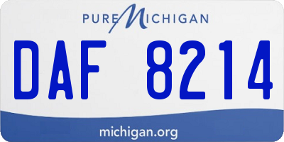 MI license plate DAF8214