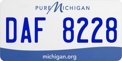 MI license plate DAF8228