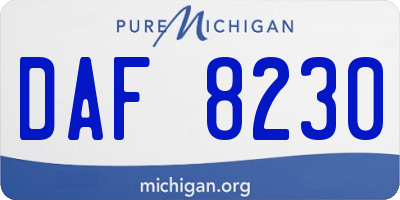 MI license plate DAF8230