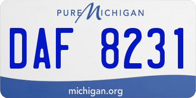 MI license plate DAF8231