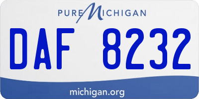 MI license plate DAF8232