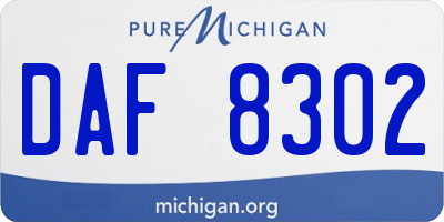 MI license plate DAF8302