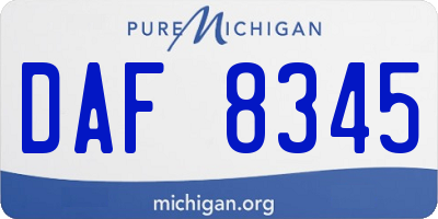 MI license plate DAF8345