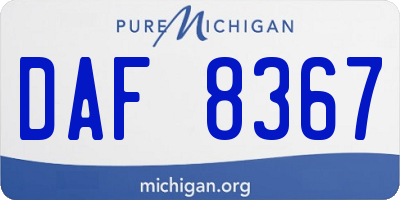 MI license plate DAF8367