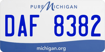 MI license plate DAF8382