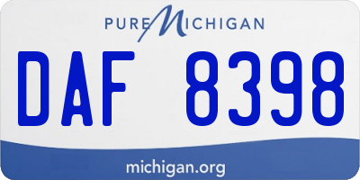 MI license plate DAF8398