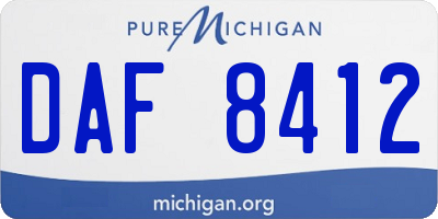 MI license plate DAF8412