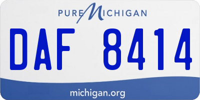 MI license plate DAF8414