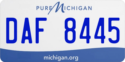 MI license plate DAF8445