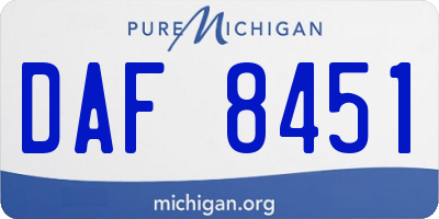 MI license plate DAF8451