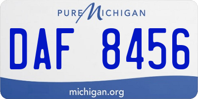 MI license plate DAF8456