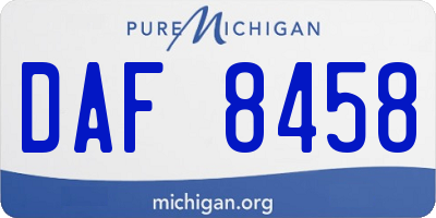 MI license plate DAF8458