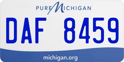 MI license plate DAF8459