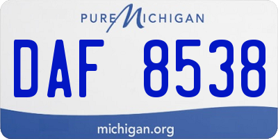 MI license plate DAF8538