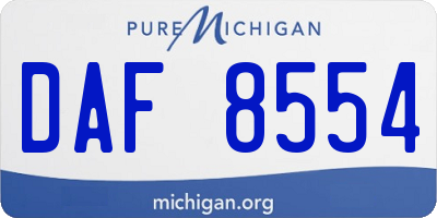 MI license plate DAF8554