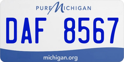 MI license plate DAF8567