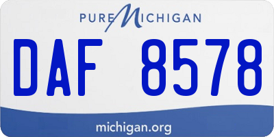 MI license plate DAF8578