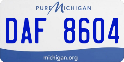 MI license plate DAF8604