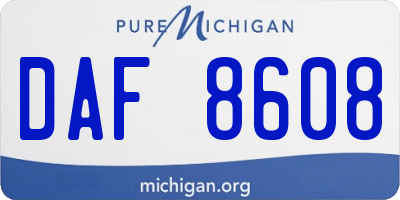 MI license plate DAF8608