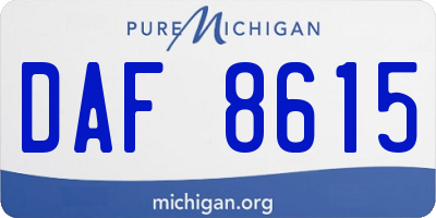 MI license plate DAF8615
