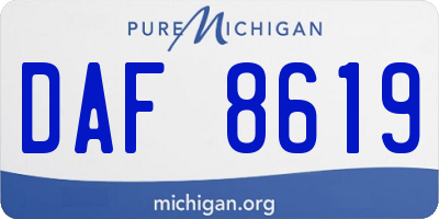 MI license plate DAF8619