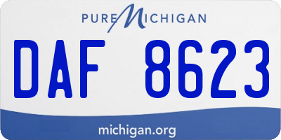 MI license plate DAF8623
