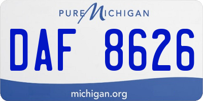 MI license plate DAF8626