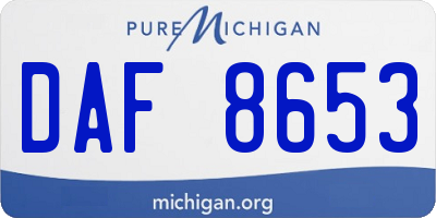 MI license plate DAF8653