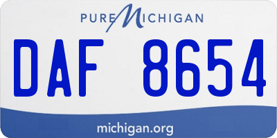 MI license plate DAF8654