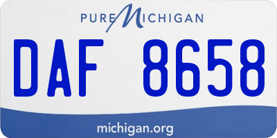 MI license plate DAF8658