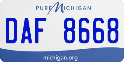 MI license plate DAF8668