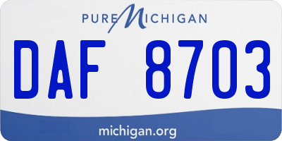 MI license plate DAF8703