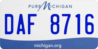 MI license plate DAF8716