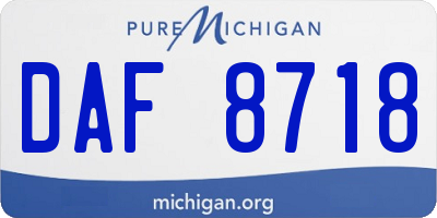 MI license plate DAF8718