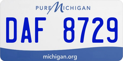 MI license plate DAF8729