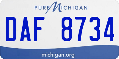MI license plate DAF8734