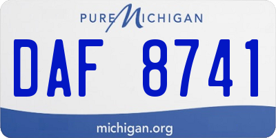 MI license plate DAF8741