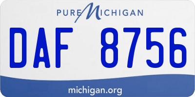 MI license plate DAF8756