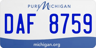 MI license plate DAF8759