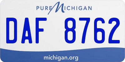 MI license plate DAF8762