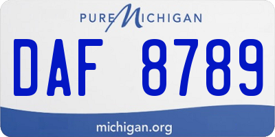 MI license plate DAF8789