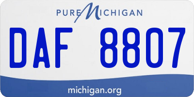 MI license plate DAF8807