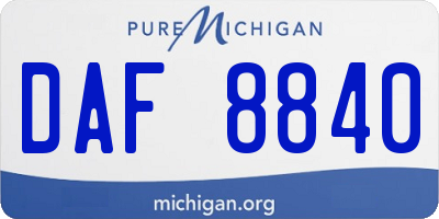MI license plate DAF8840