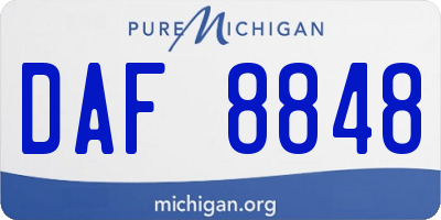 MI license plate DAF8848
